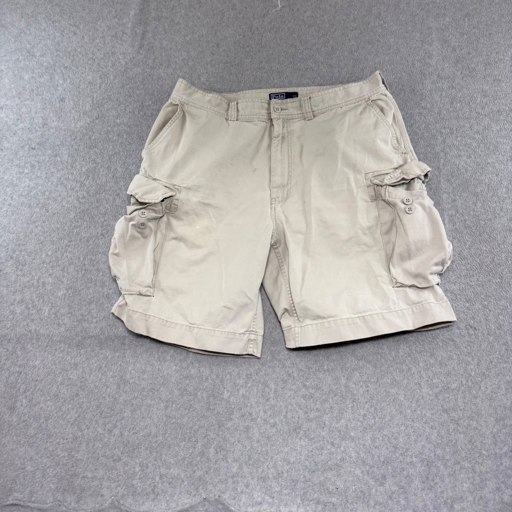 Polo Ralph Lauren Cargo Shorts Mens 38 Tan Khaki Cotton Utility Y2K
